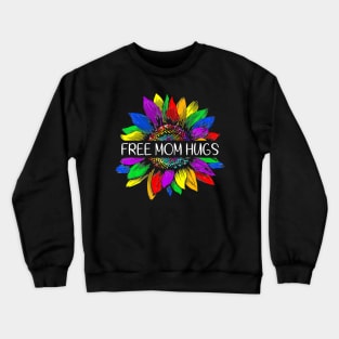 Free Mom Hugs Gay Pride LGBT Daisy Hippie Crewneck Sweatshirt